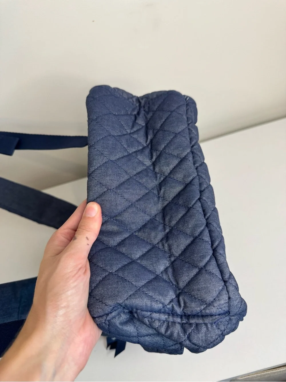 Vera Bradley Quilted Denim Backpack Navy Blue Small Travel Daypack